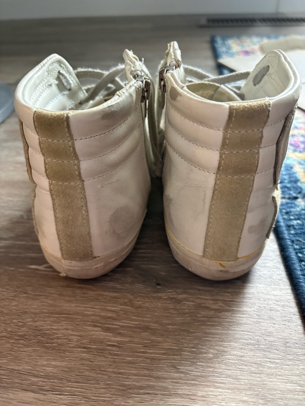 Golden Goose White and Gold High-Top Slide Sneakers - Picture 3 of 11